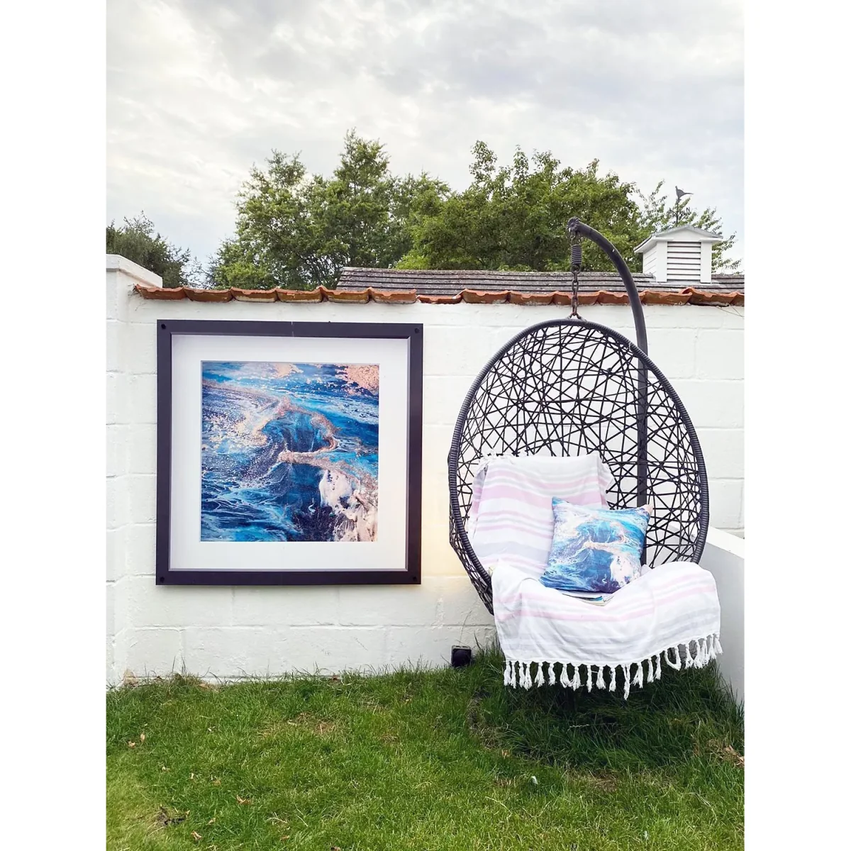 YARDART - Charlotte Clemence 'Maelstrom at Kauai' Outdoor Waterproof Framed Print, 67 x 67cm, Blue – image 4