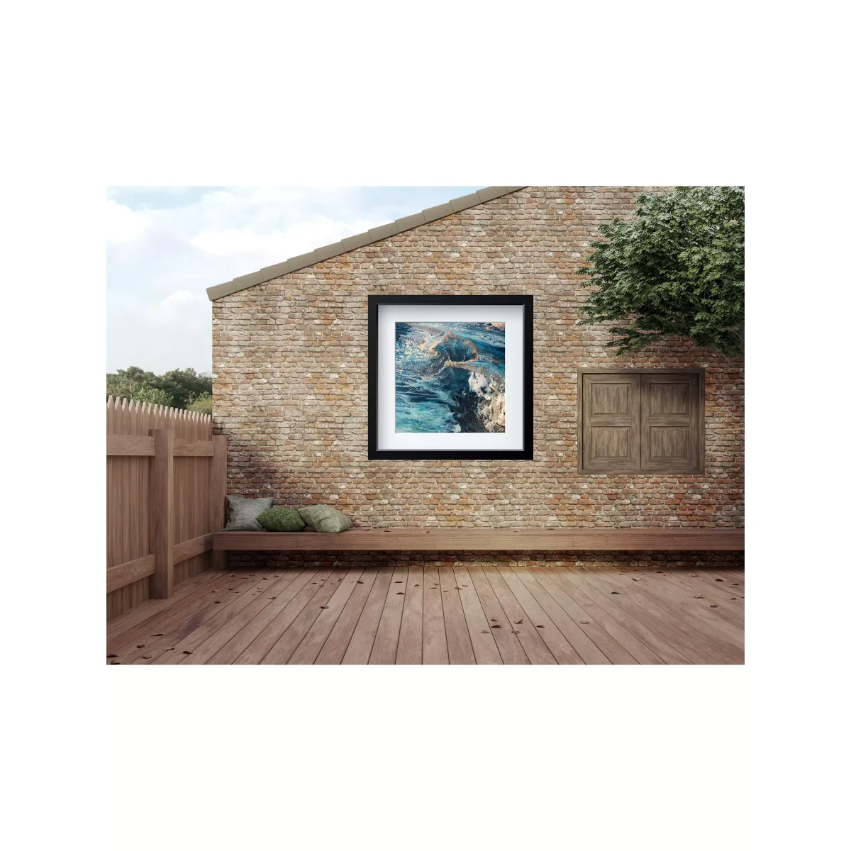 YARDART - Charlotte Clemence 'Maelstrom at Kauai' Outdoor Waterproof Framed Print, 67 x 67cm, Blue – image 7
