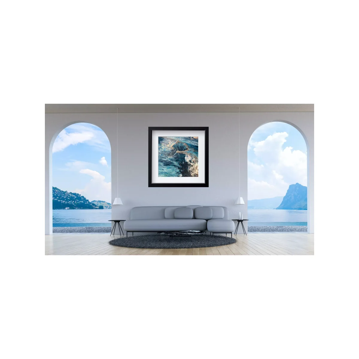 YARDART - Charlotte Clemence 'Maelstrom at Kauai' Outdoor Waterproof Framed Print, 67 x 67cm, Blue – image 8