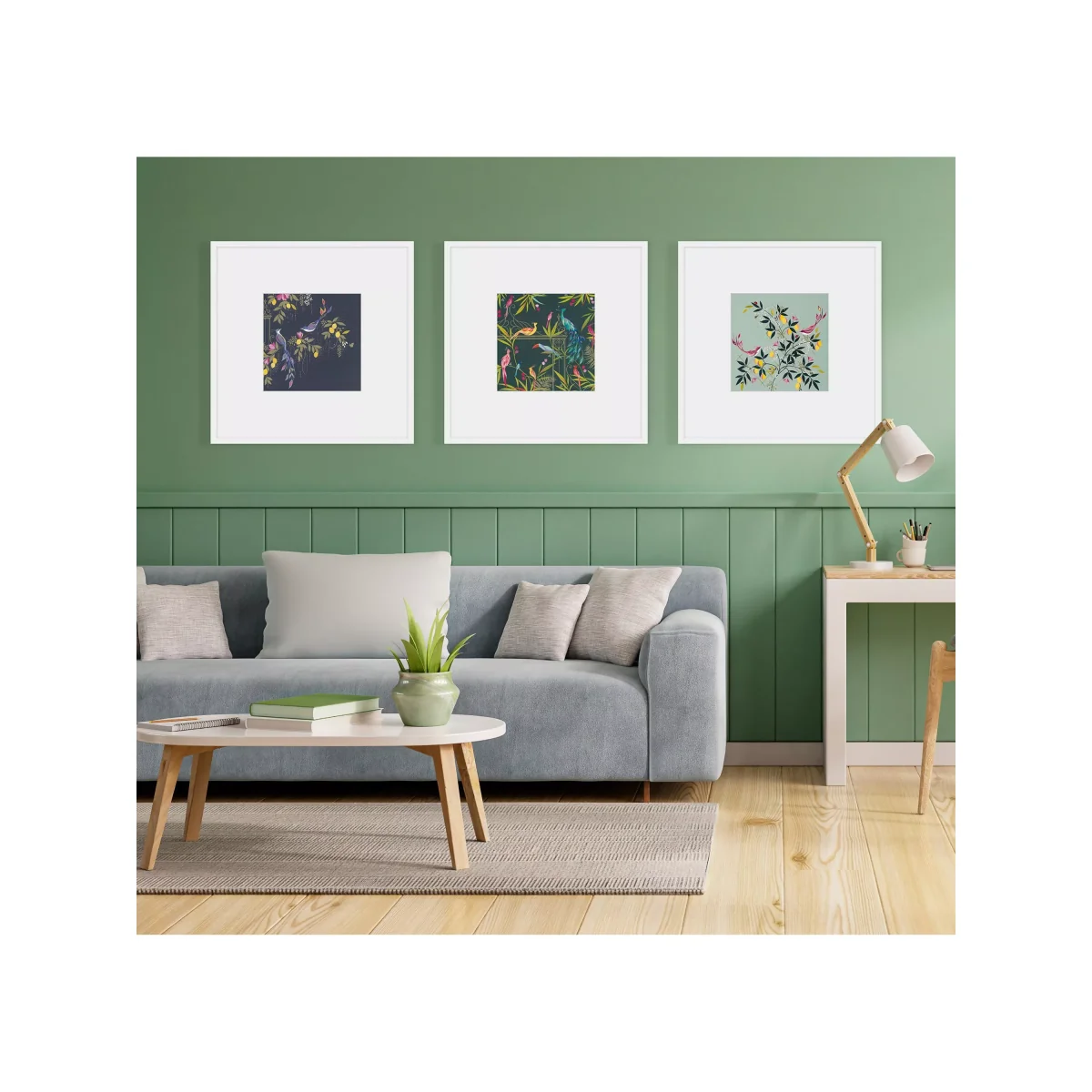 John Lewis Sara Miller 'Enchanted Gate' Framed Print & Mount, 50 x 50cm, Green/Multi – image 2