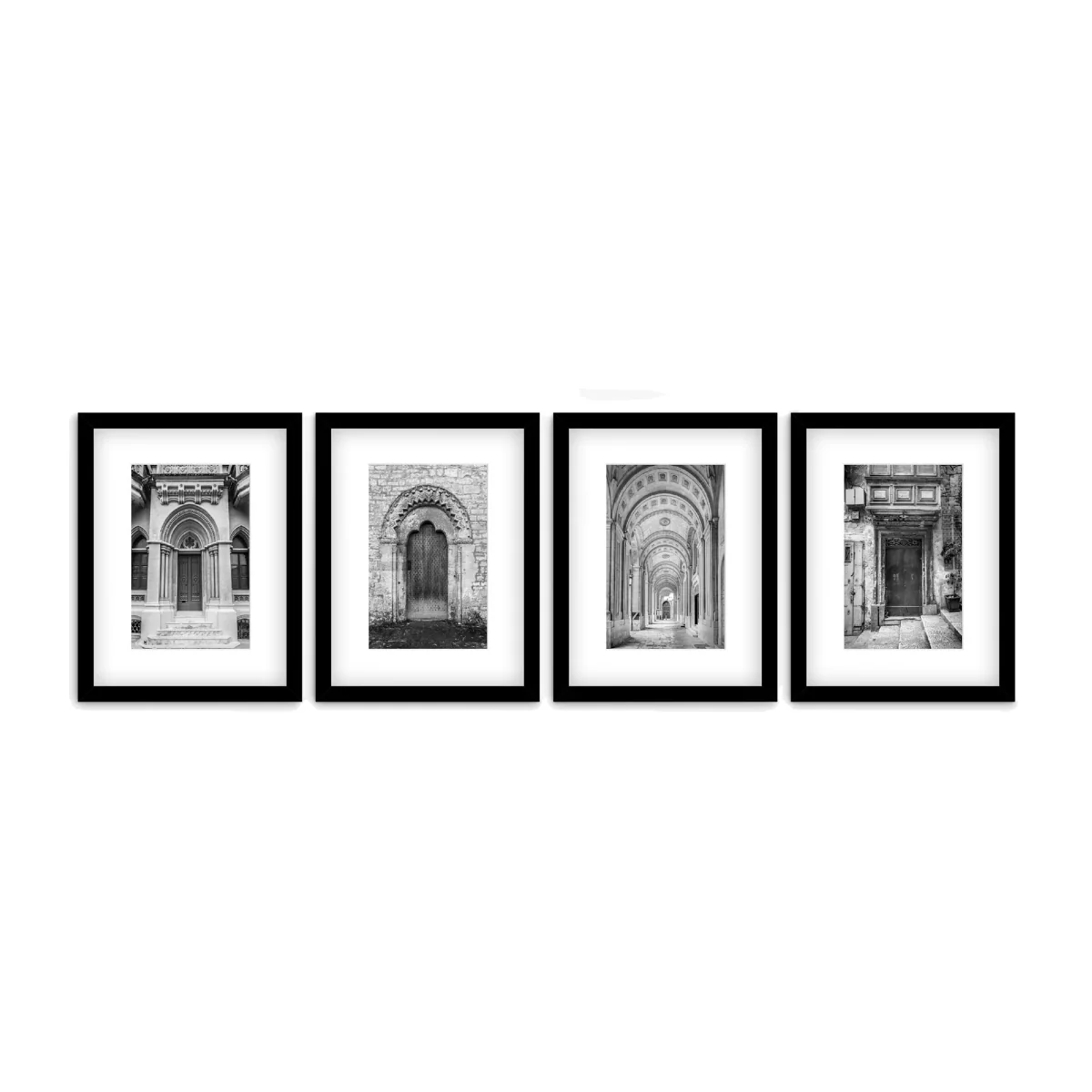 Assaf Frank - 'Architectural Doorways' Framed Print & Mount, Set of 4, 43.5 x 33.5cm, Black/White