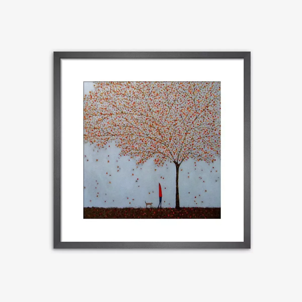 Emma Brownjohn - 'Between The Leaves' Wood Framed Print & Mount, 42 x 42cm, Red/Natural