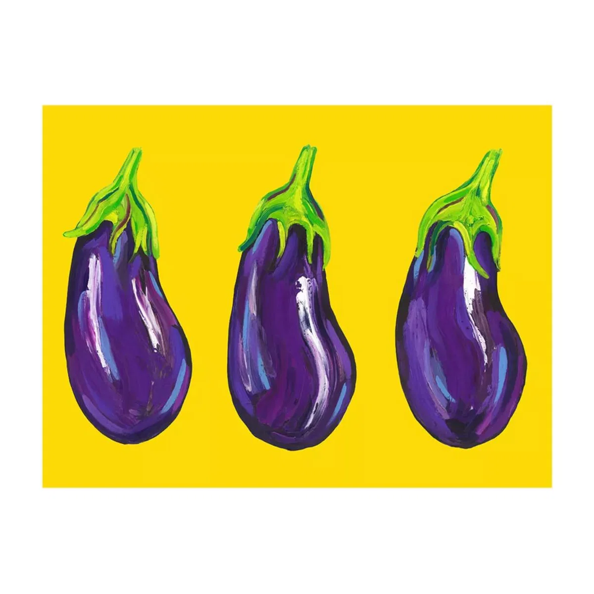 EAST END PRINTS Alice Straker 'Aubergines on Yellow' Framed Print
