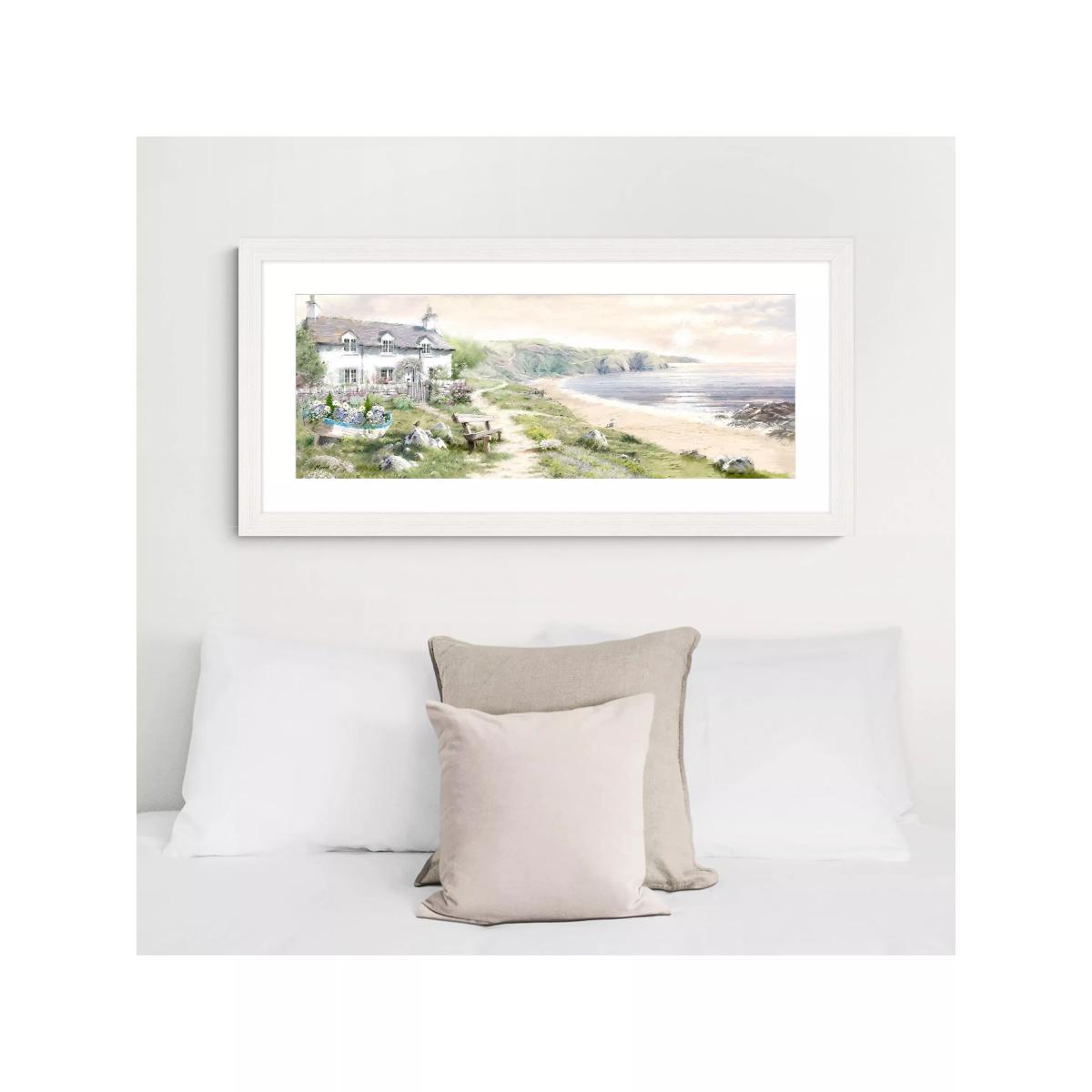 John Lewis Richard Macneil 'Sea View Cottage' Framed Print & Mount, 52 x 107cm, Green/Multi – image 2