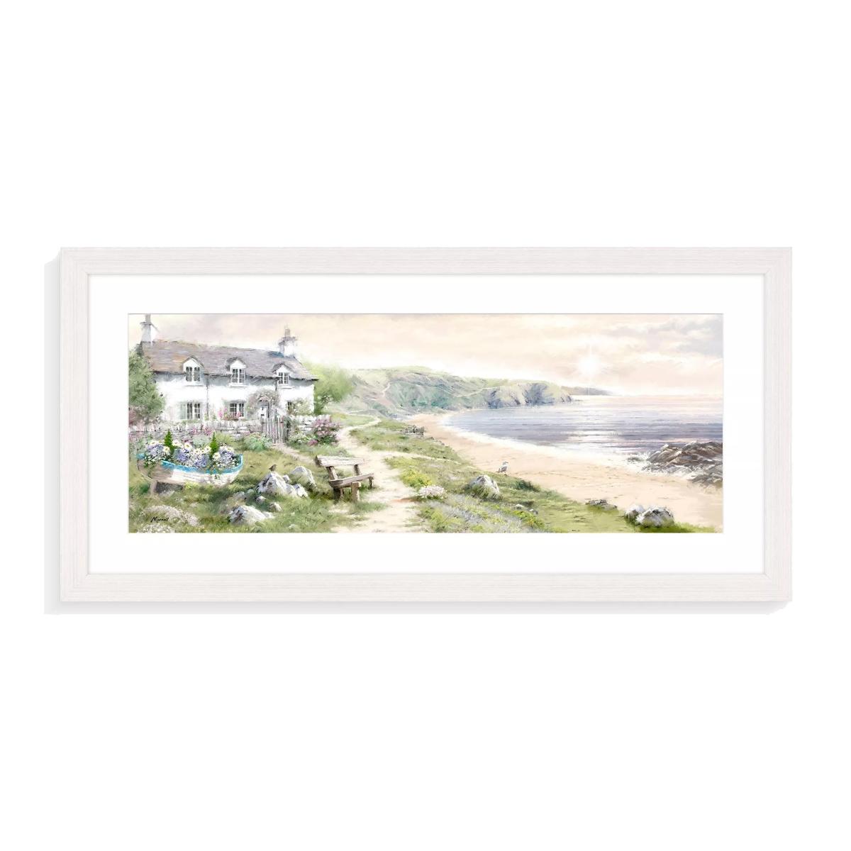 John Lewis Richard Macneil 'Sea View Cottage' Framed Print & Mount, 52 x 107cm, Green/Multi – image 1