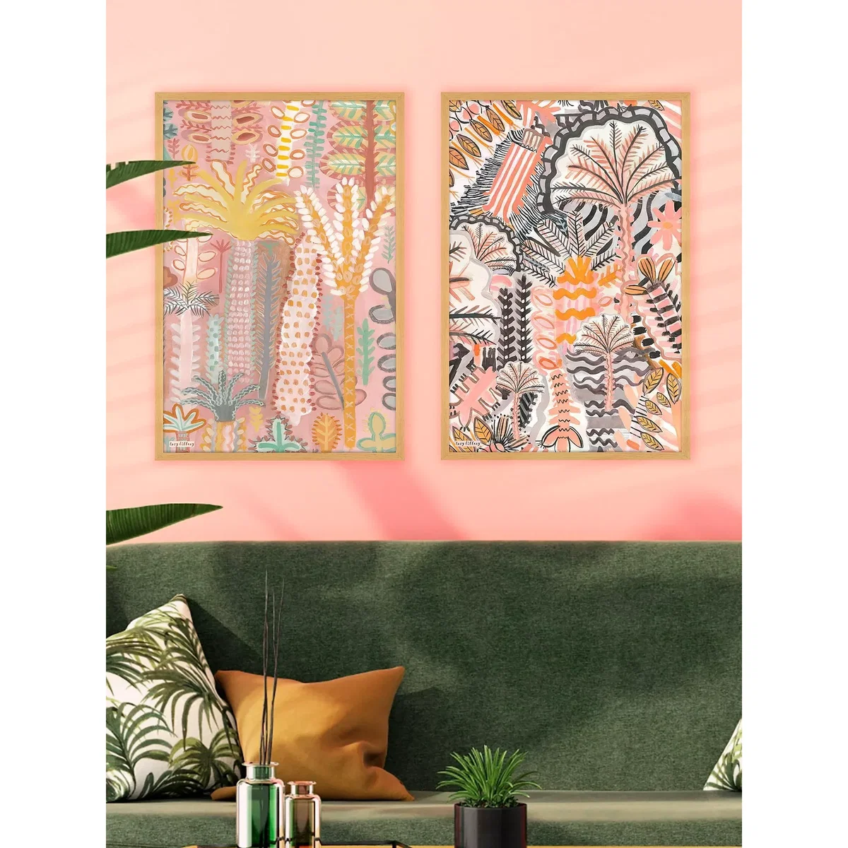 Lucy Tiffney - 'Palm Peach' Framed Print, 62 x 42cm, Pink/Multi – image 2
