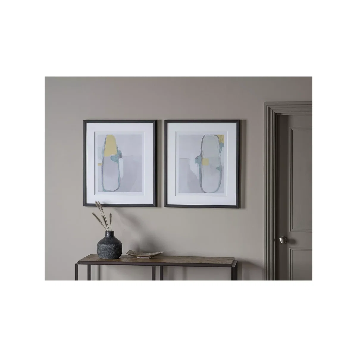 Nordic Abstract - Framed Print & Mount, Set of 2, 69 x 59cm, Grey/Multi – image 2