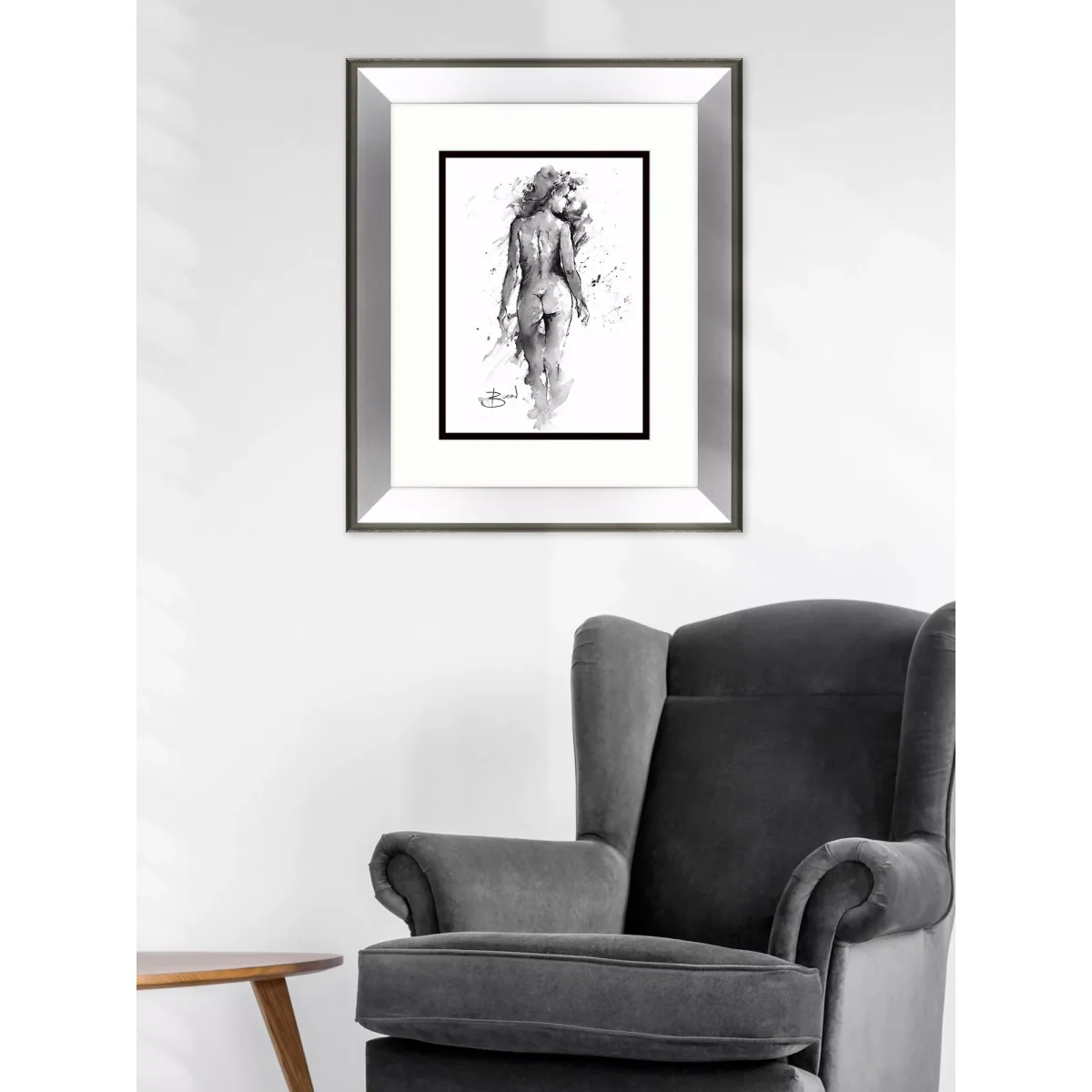 Joanne Boon Thomas - 'Female Study 1' Framed Print & Mount, 60.5 x 50.5cm, Grey – image 2
