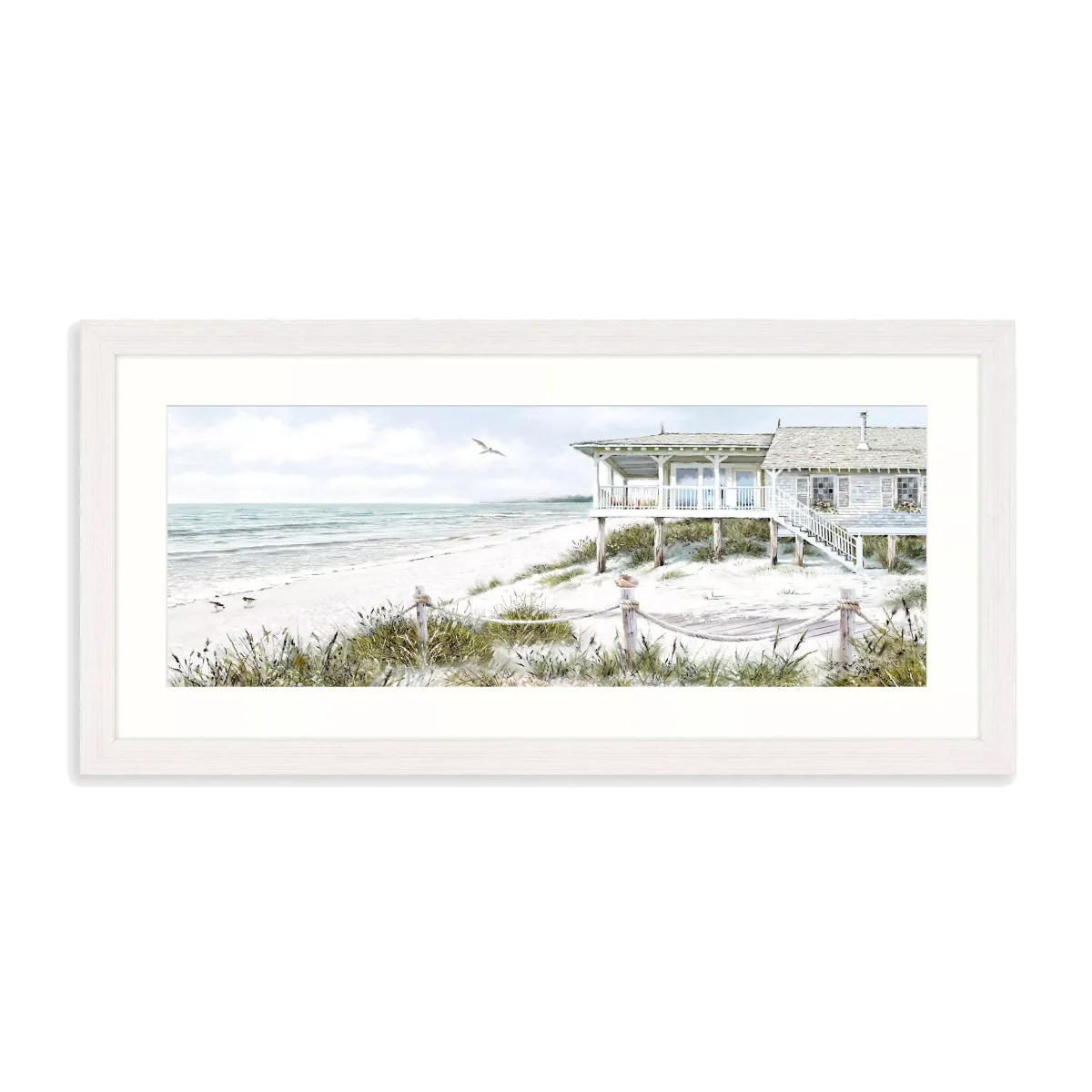 Richard Macneil - 'Peace by the Sea' Framed Print & Mount, 52 x 107cm, Blue – image 1
