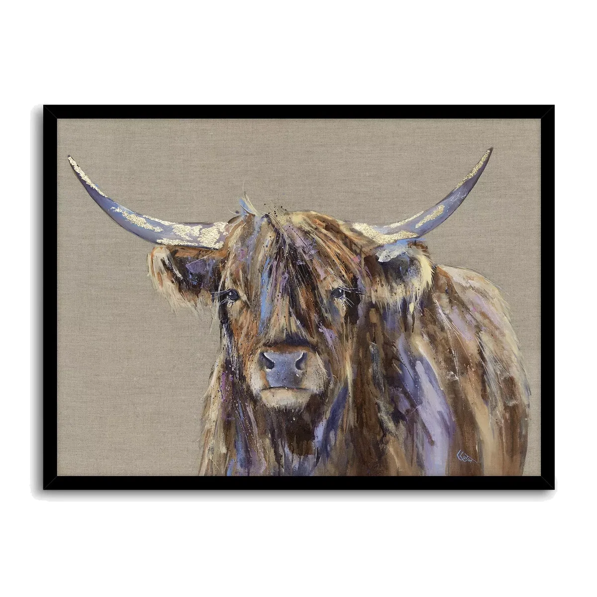 Louise Luton - Archie Highland Cow Framed Print, 78.5 x 104.5cm, Brown – image 1
