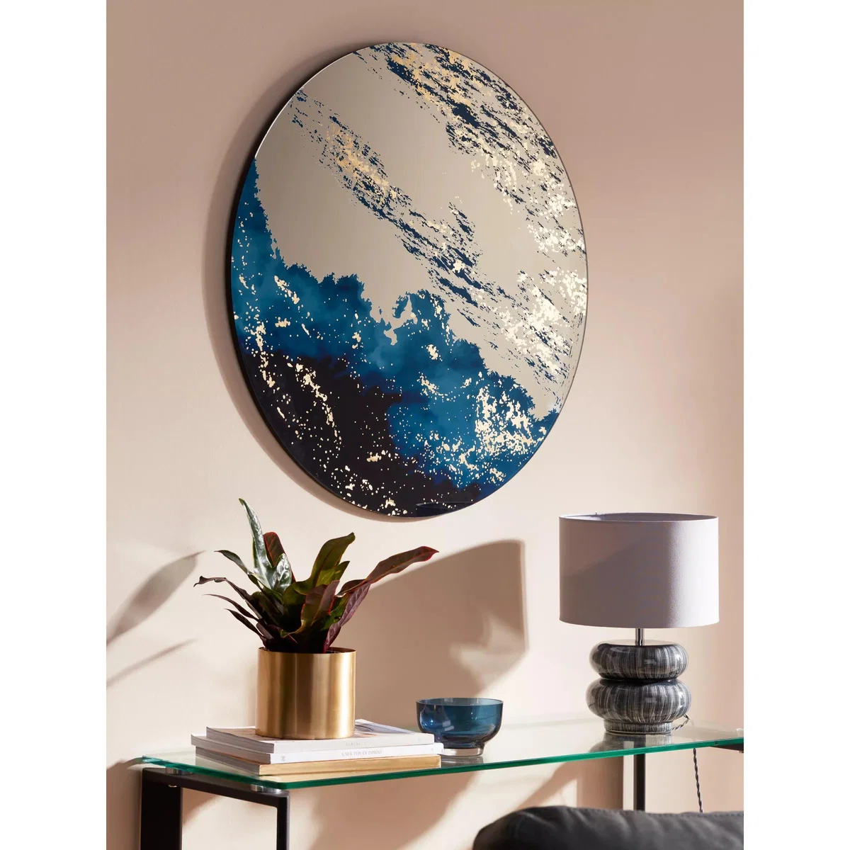 John Lewis & Partners Round Art Mirror, 80cm, Blue – image 4