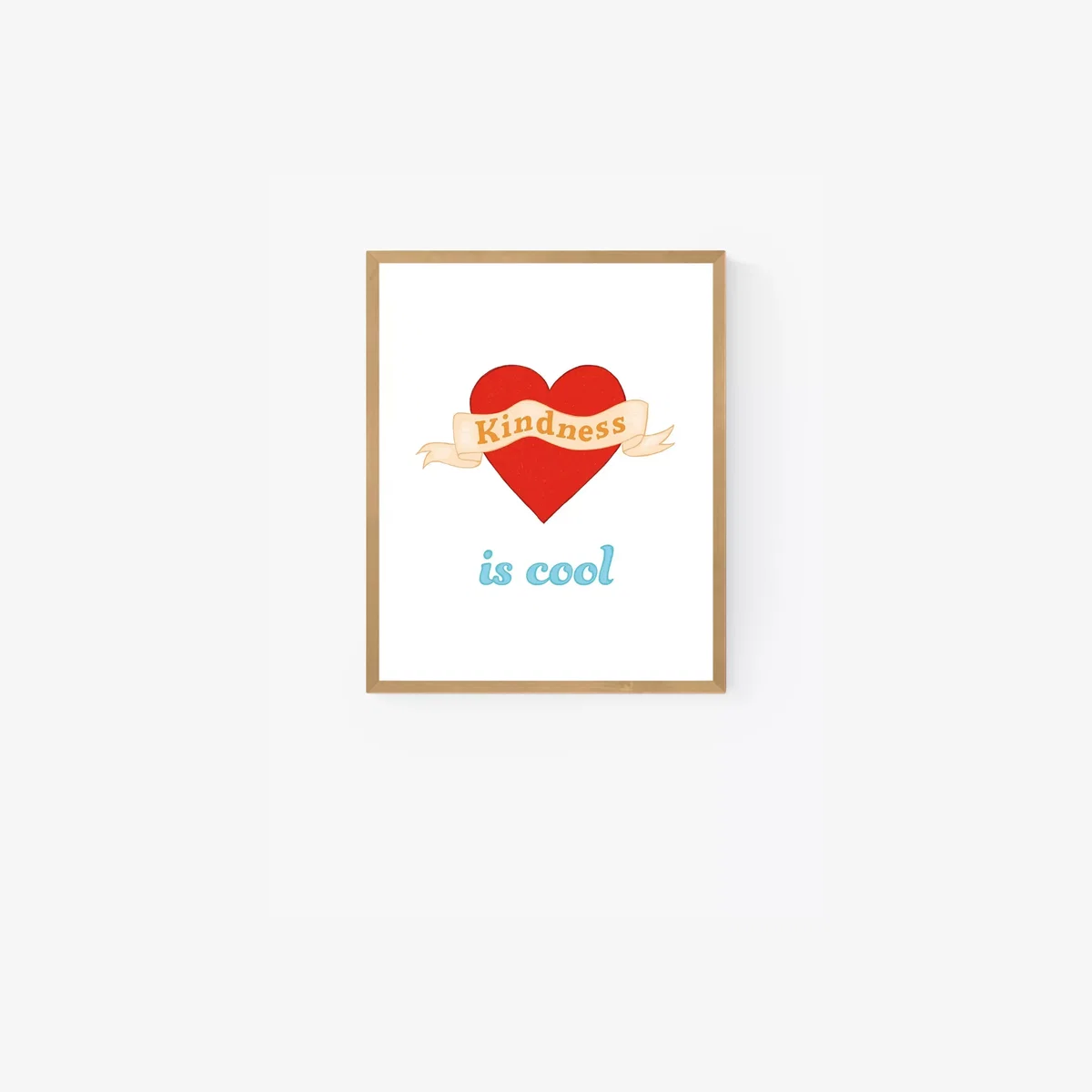 Kid of the Village - 'Kindness Is Cool' Wood Framed Print, 52 x 42cm, Red/Multi