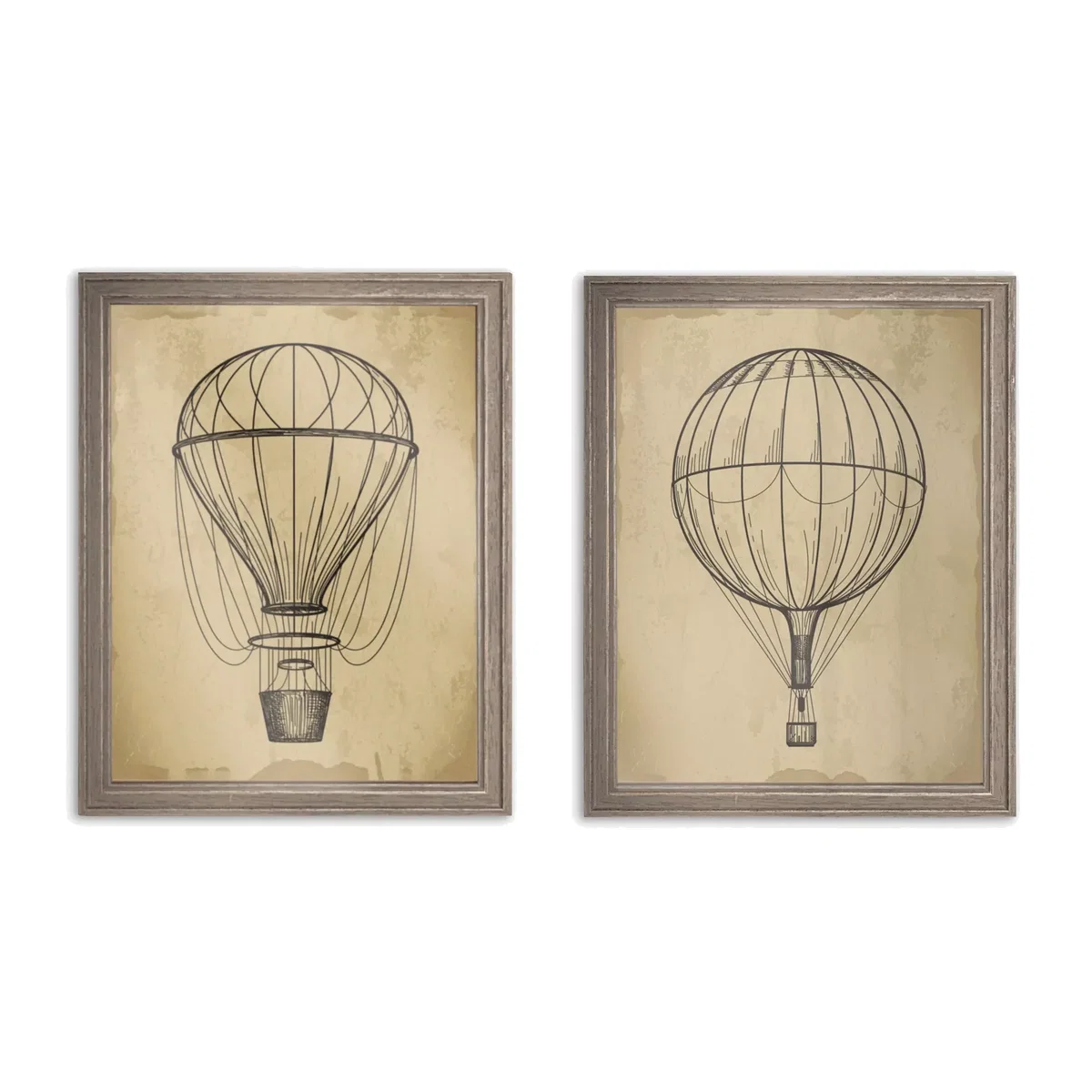 Air Balloons Framed Prints, Set of 2, 72 x 46cm, Brown – image 1