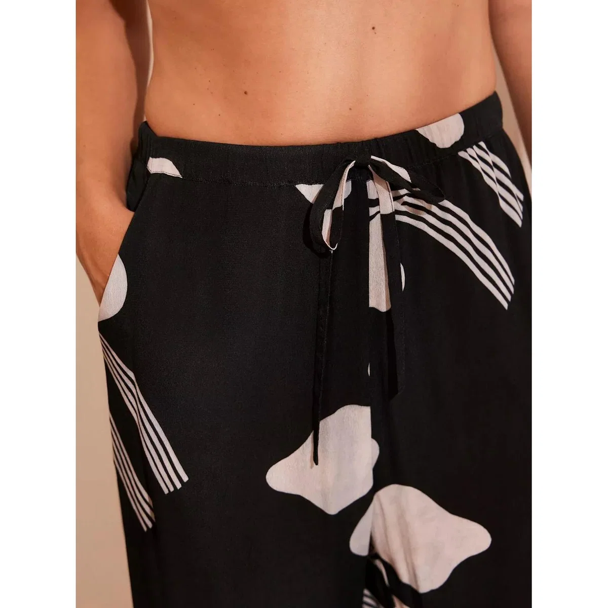 Mint Velvet High Waist Graphic Print Trousers, Black/White – image 4