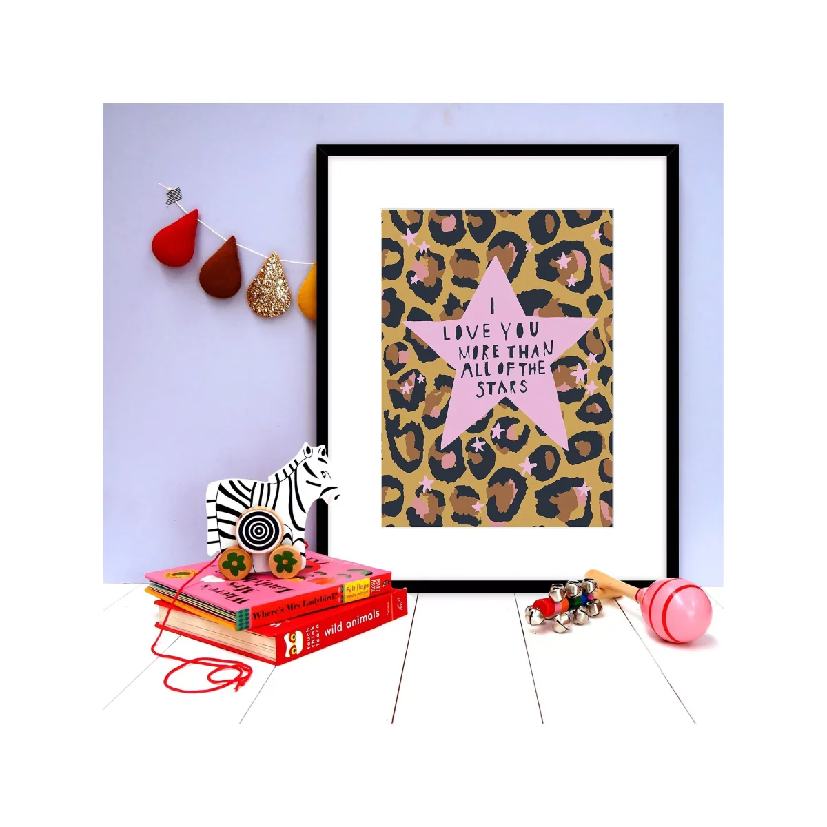 Eleanor Bowmer 'I Love You' Leopard Print Framed Print & Mount, 42 x 32cm, Pink/Multi – image 2