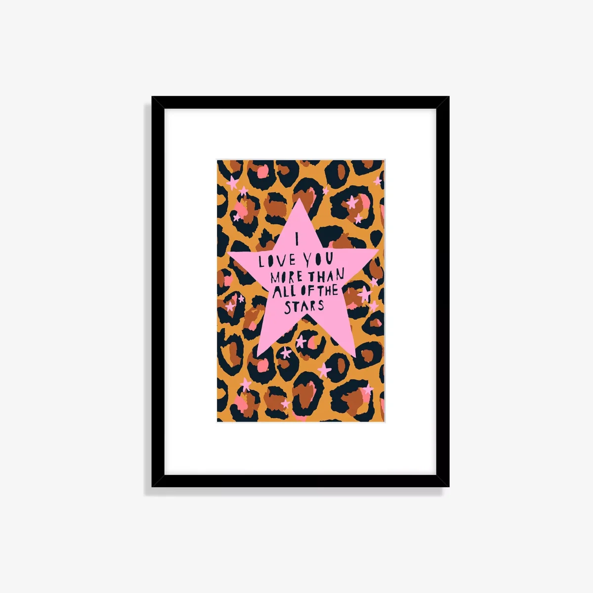 Eleanor Bowmer 'I Love You' Leopard Print Framed Print & Mount, 42 x 32cm, Pink/Multi – image 1