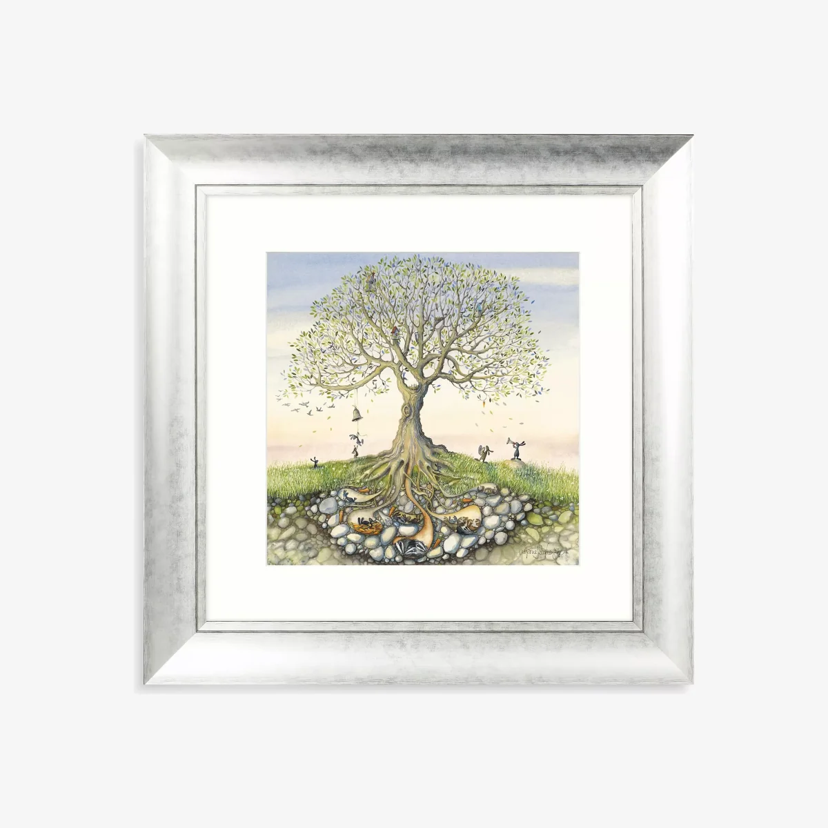 Catherine Stephenson - 'Rise & Shine' Embellished Framed Print & Mount, 62 x 62cm, Green/Multi – image 1