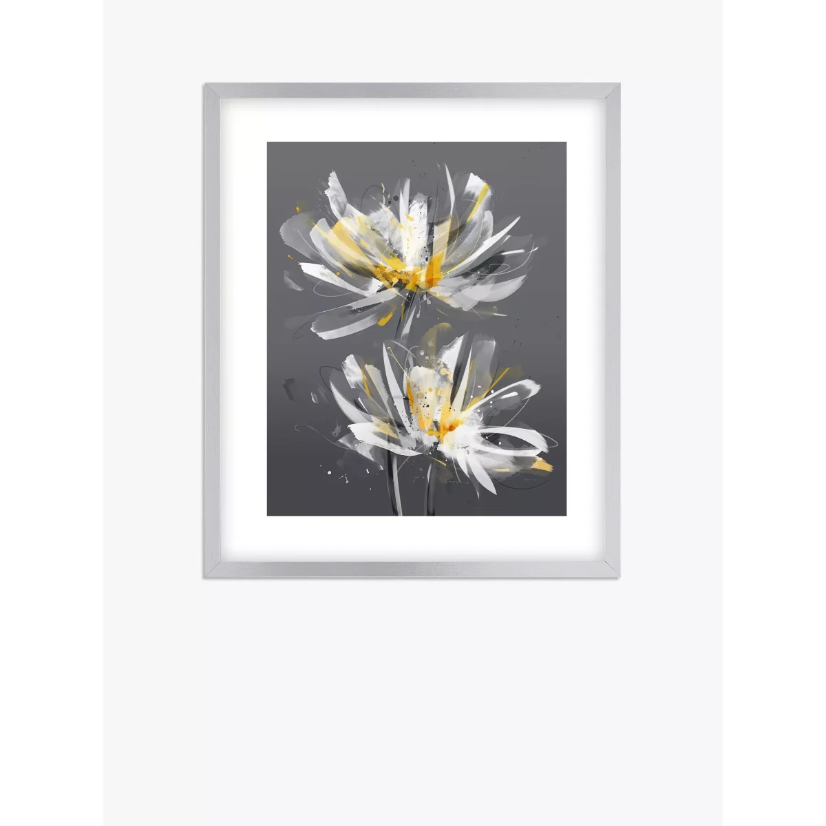 Green Lili - Modern Floral Framed Print & Mount, Set of 2, 63.5 x 53.5cm, Grey/Yellow – image 3