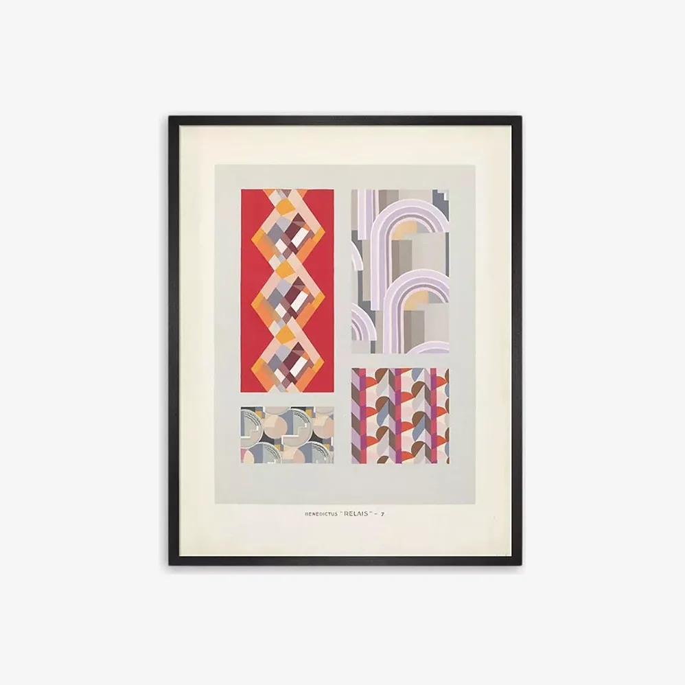 Edouard Benedictus - Relais Plate 7 Framed Print, 70 x 55cm, Red/Multi