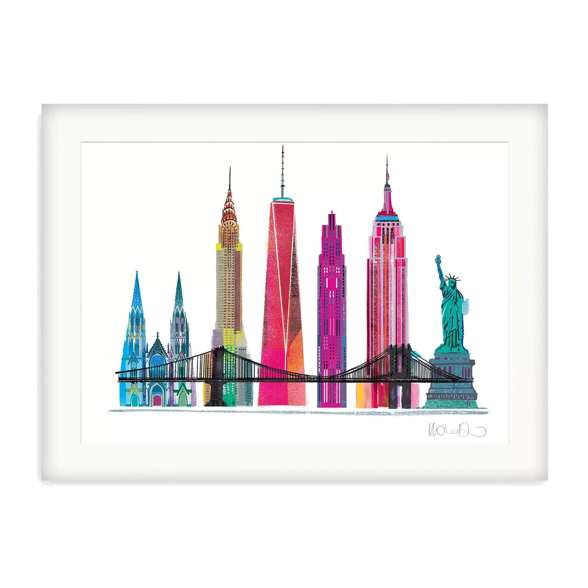 Ilona Drew - New York Skyline Framed Print & Mount, 83.5 x 63.5cm – image 1