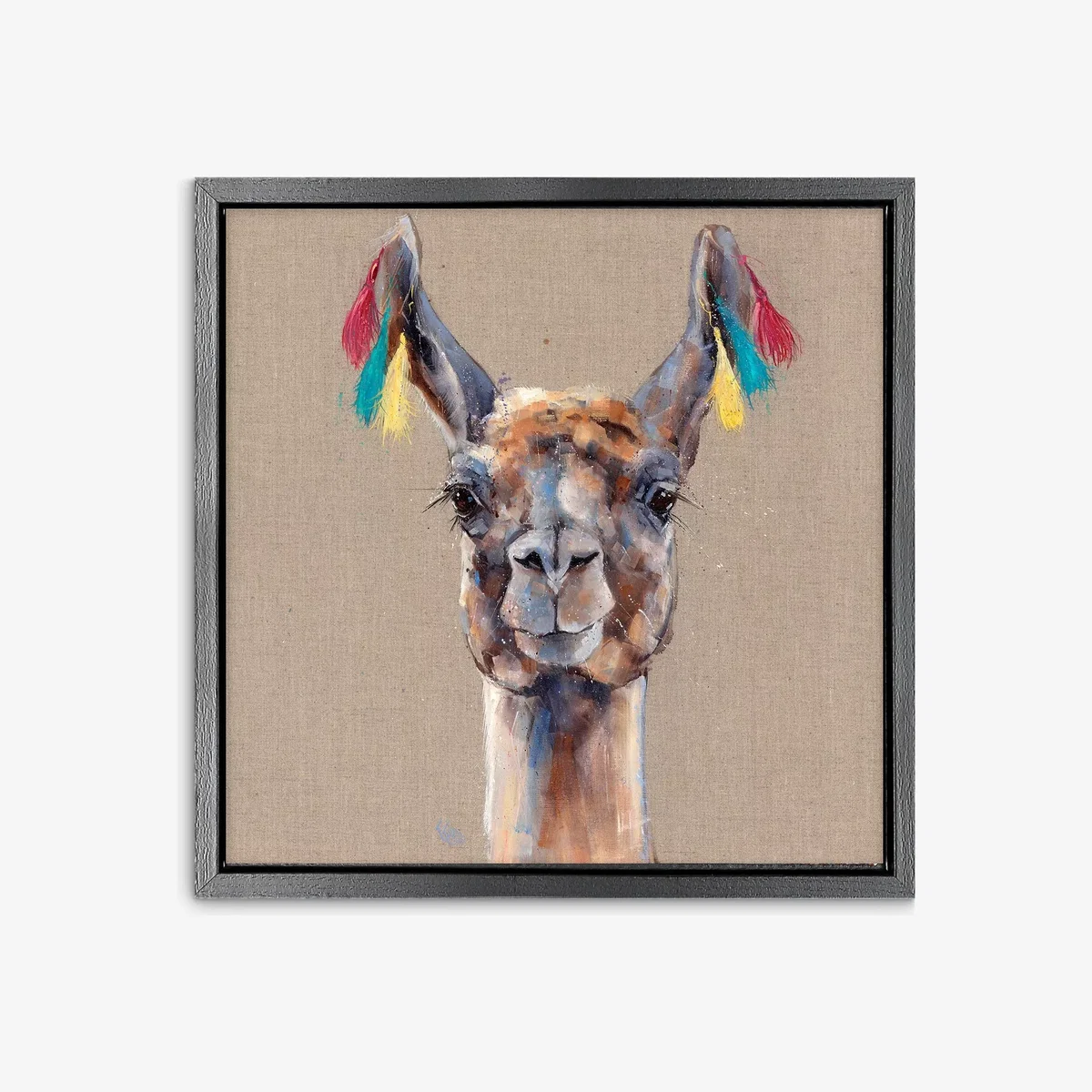 Louise Luton - Llama Framed Print, 34 x 34cm, Natural/Multi