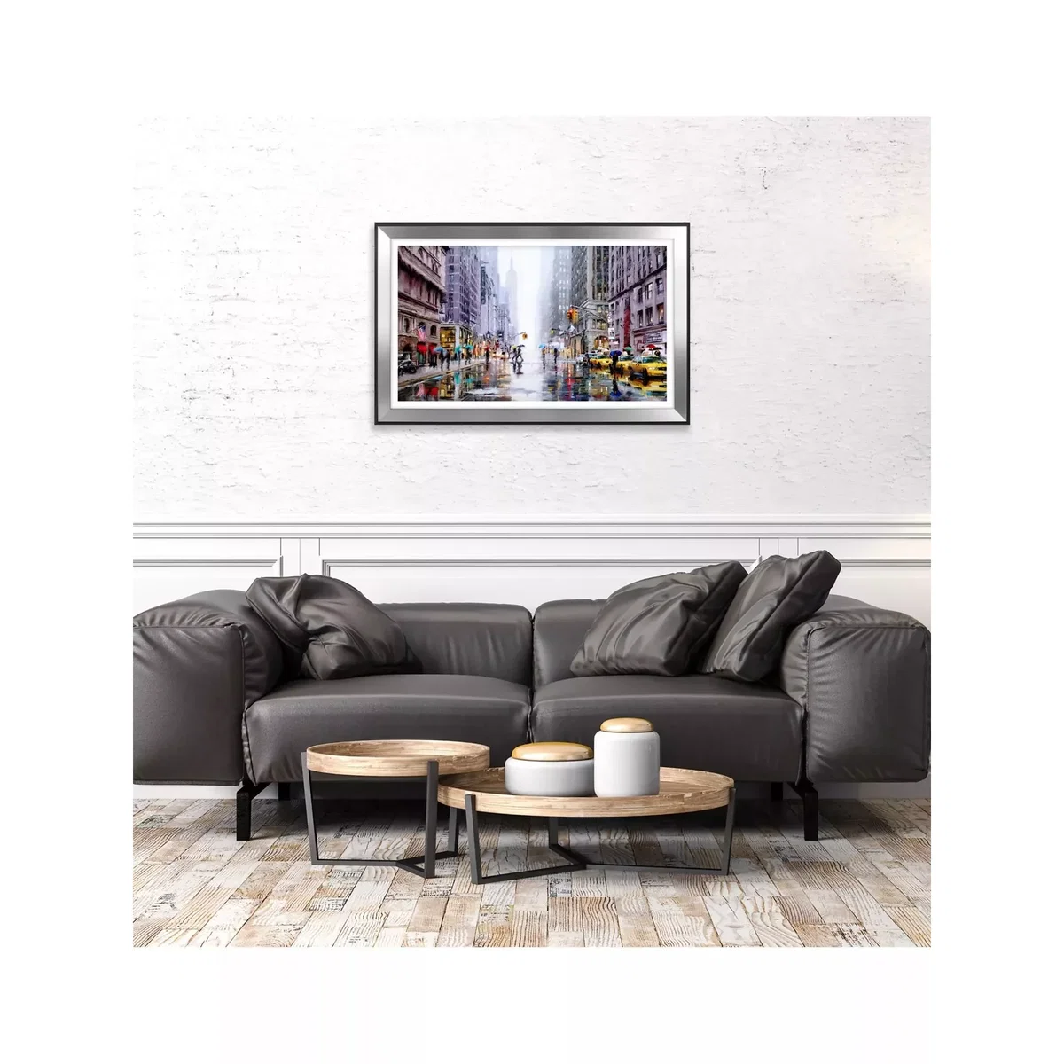 Richard Macneil - 'Rainfall on Fifth Avenue New York' Framed Print & Mount, 72 x 112cm, Multi – image 2