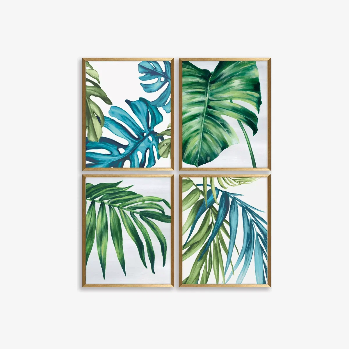 Eva Watts - Tropical Leaves Framed Prints, Set of 4, 42 x 32cm, Green