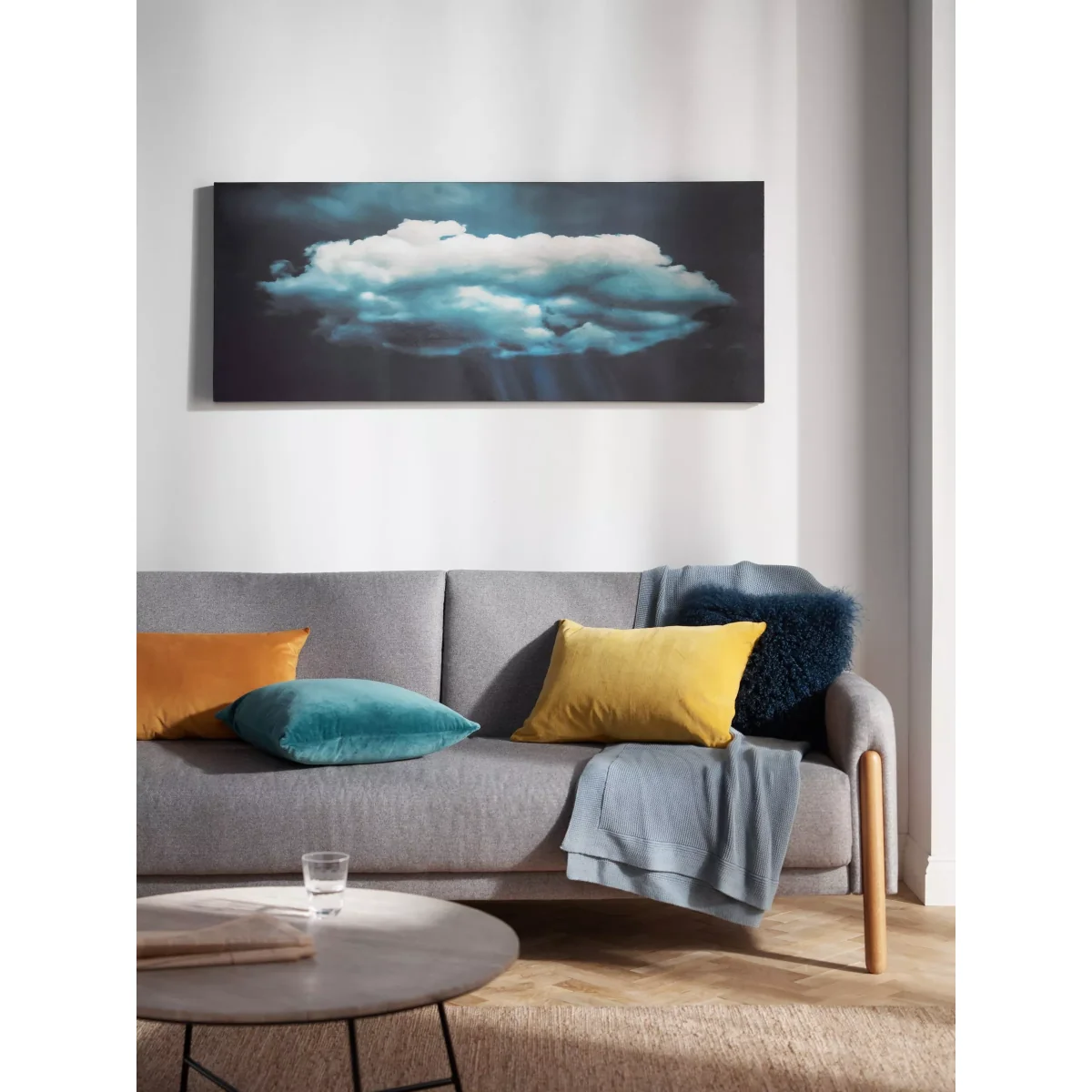 John Lewis & Partners 'Nimbostratus' Cloud Canvas Print, 60 x 150cm, Blue/Black – image 4