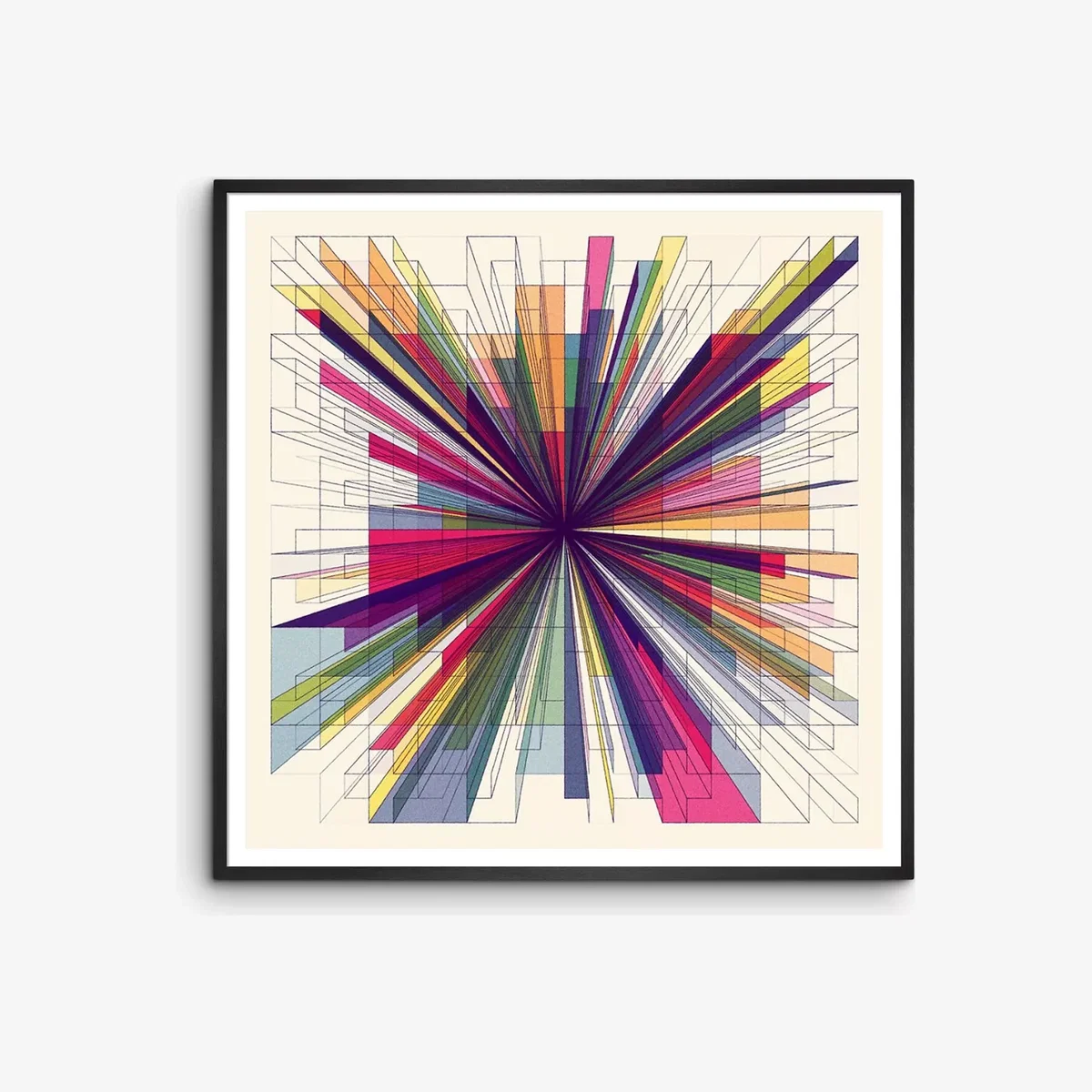 Simon C Page - One Point Perspective Framed Print, 100 x 100cm, Multi