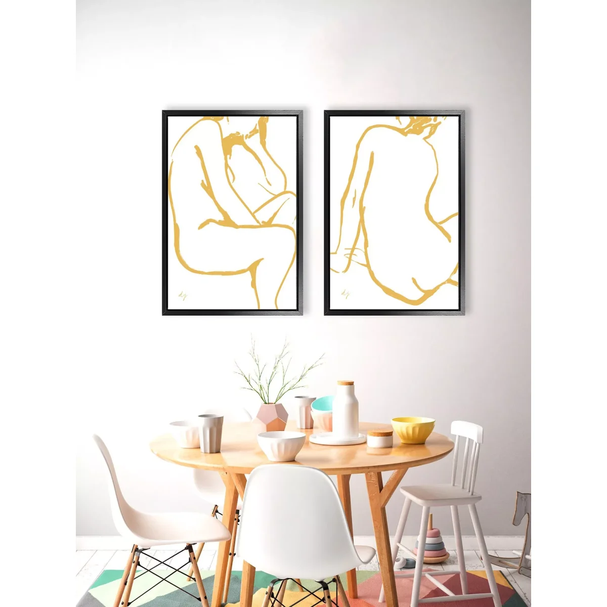 Dominic James - 'Moderna' Framed Canvas Prints, Set of 2, 64 x 44cm, Ochre – image 2