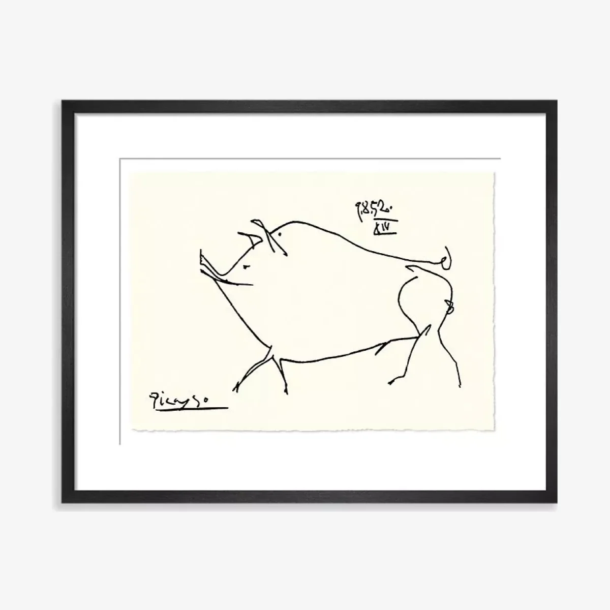 Pablo Picasso - 'Cochon' Pig Sketch Framed Print, 37 x 47cm, Black/White