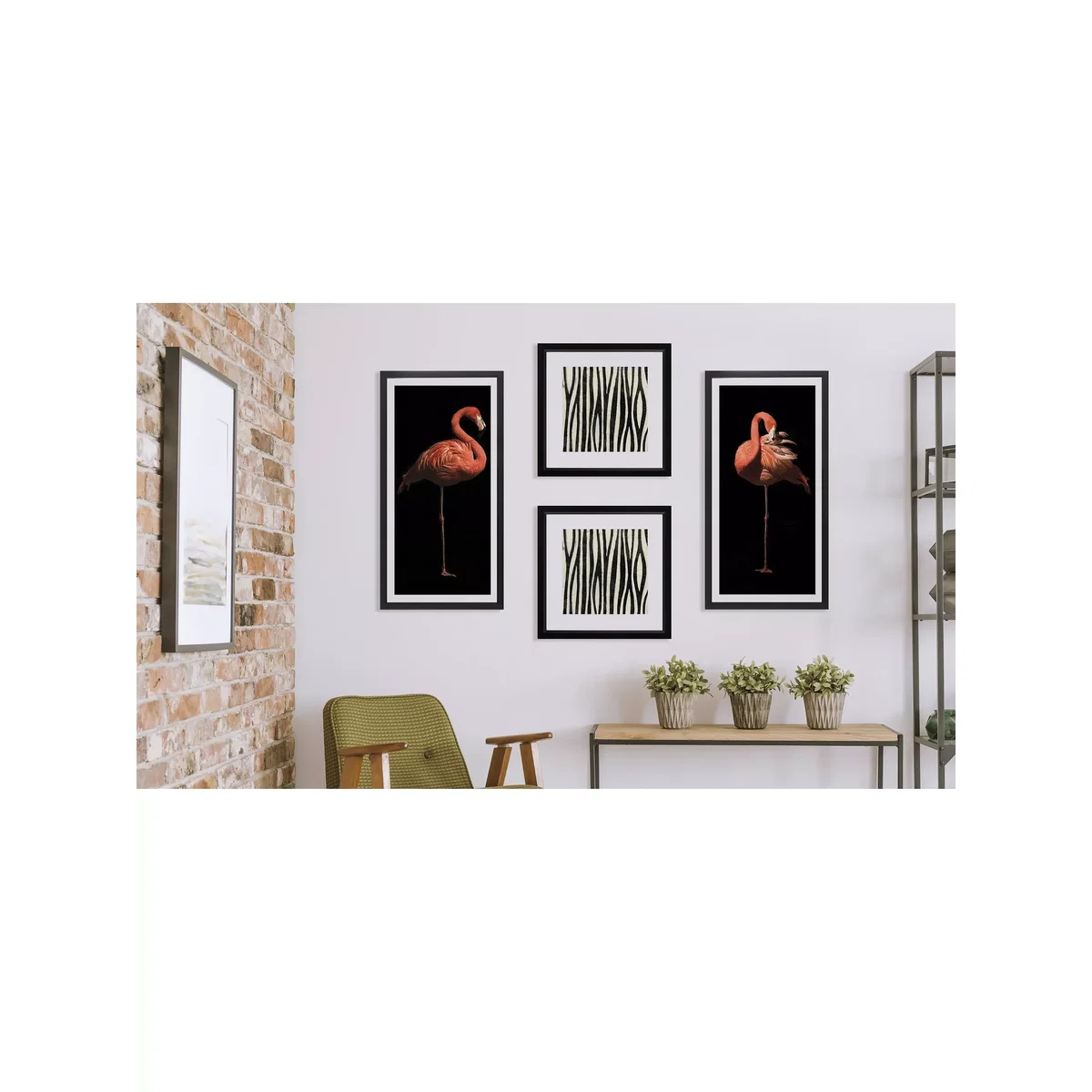 Flamingo I Framed Print & Mount, 101 x 51cm, Black/Pink – image 4