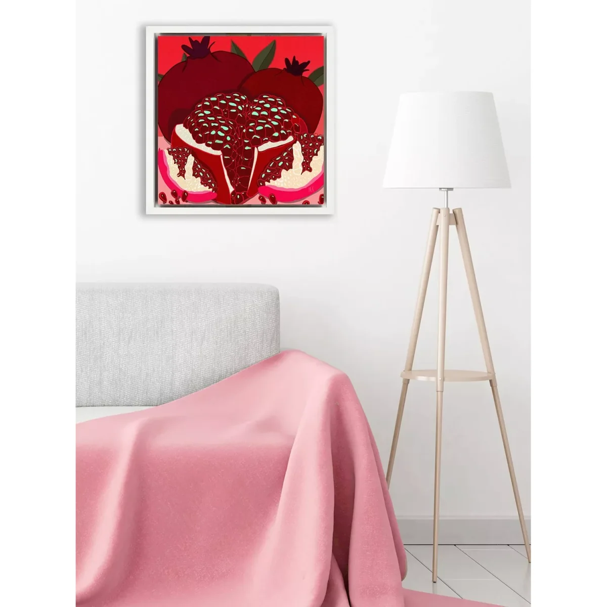 Meera Knowles - 'Pomegranate' Framed Canvas Print, 34 x 34cm, Red – image 2