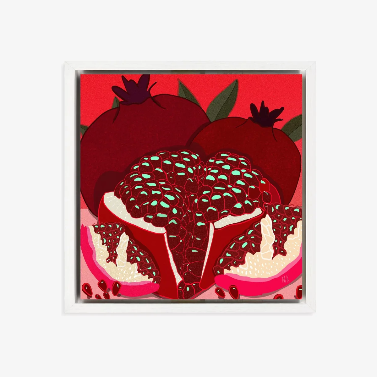 Meera Knowles - 'Pomegranate' Framed Canvas Print, 34 x 34cm, Red – image 1