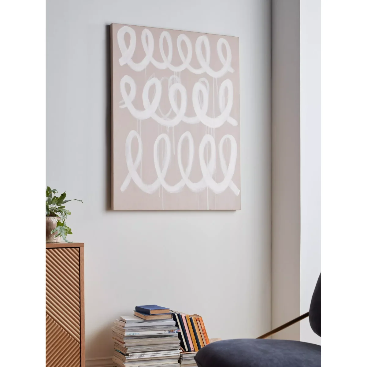 John Lewis & Partners 'Calming Swirls' Abstract Canvas Print, 100 x 76cm, White/Brown – image 5