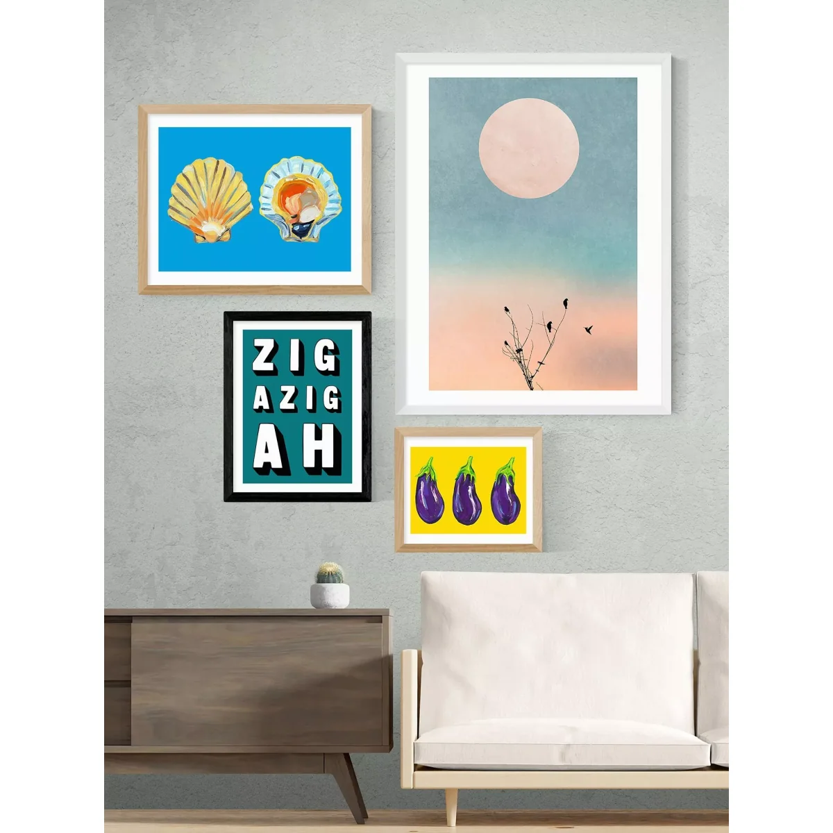 EAST END PRINTS Indieprints 'Zig-Azig-Ah' Framed Print, Teal – image 2