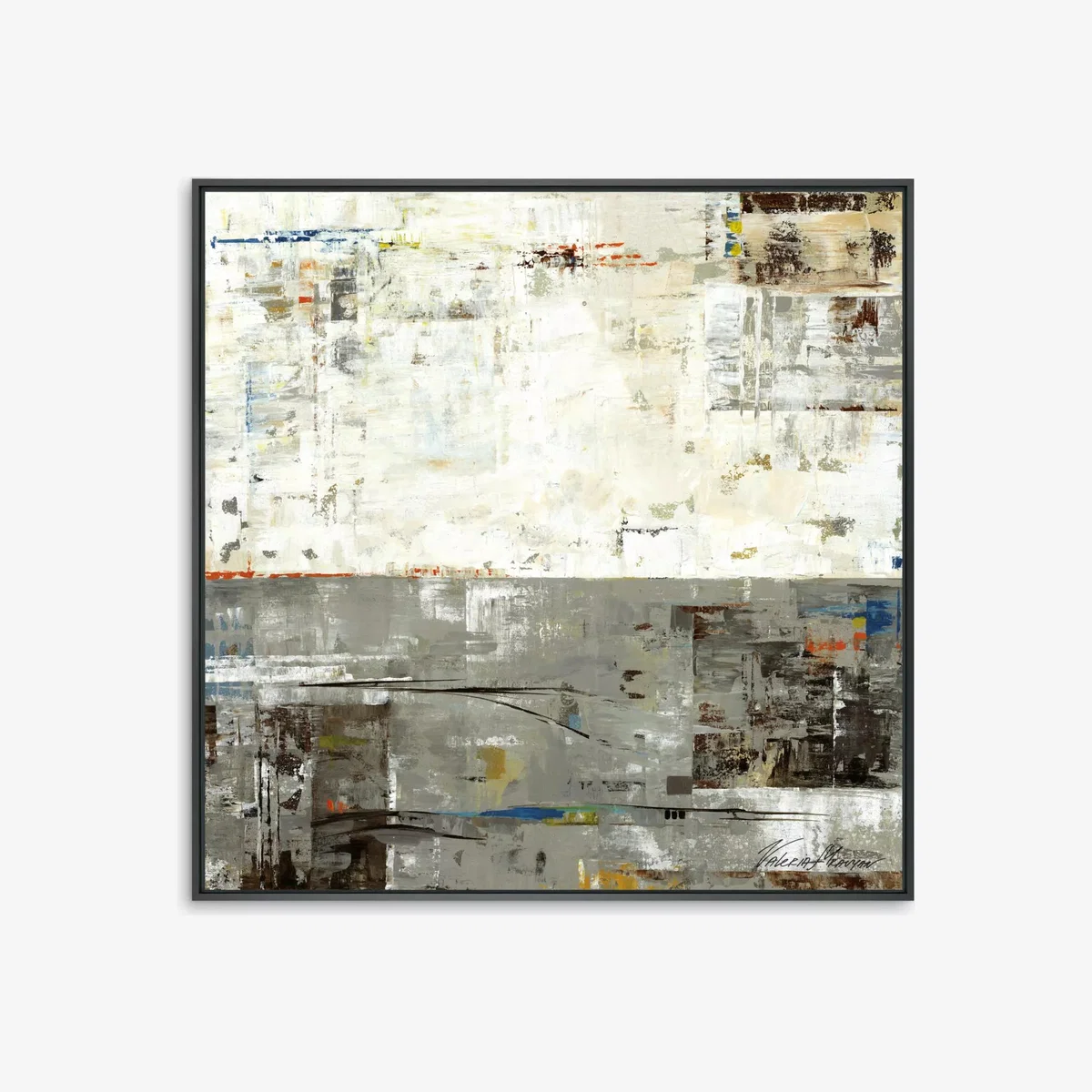 Valeria Mravyan - 'GreyZone II' Framed Canvas Print, 104 x 104cm, Grey – image 1