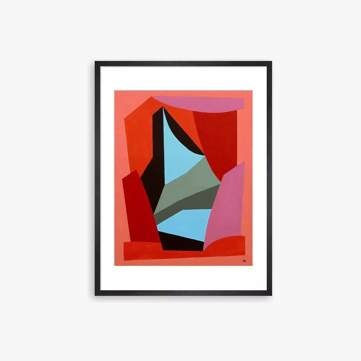 Nils Jean - 'Au Theatre' Framed Print & Mount, 80 x 60cm, Red/Multi – image 1