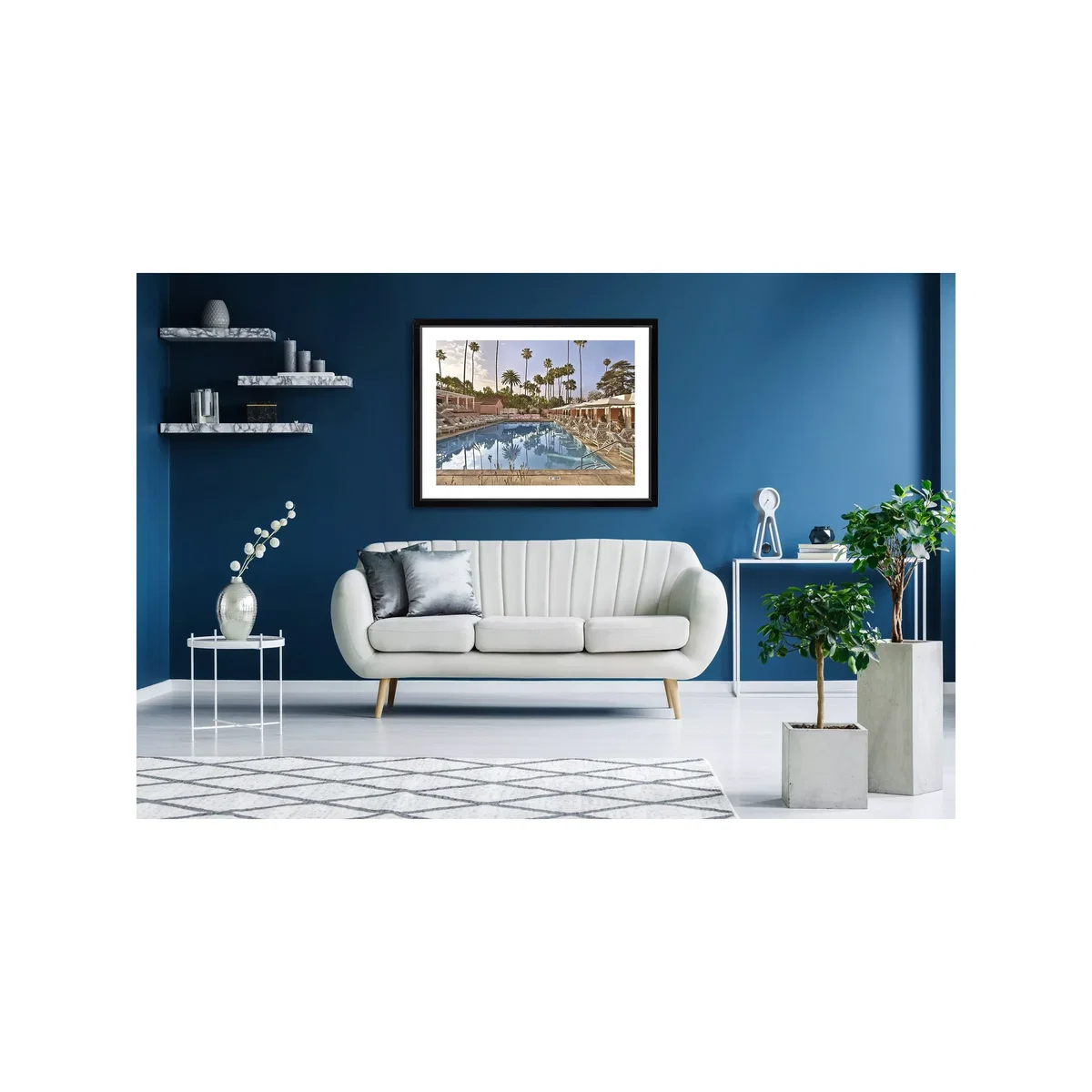 Beverly Hills Hotel 2 - Framed Print & Mount, 66 x 81cm, Blue/Multi – image 3