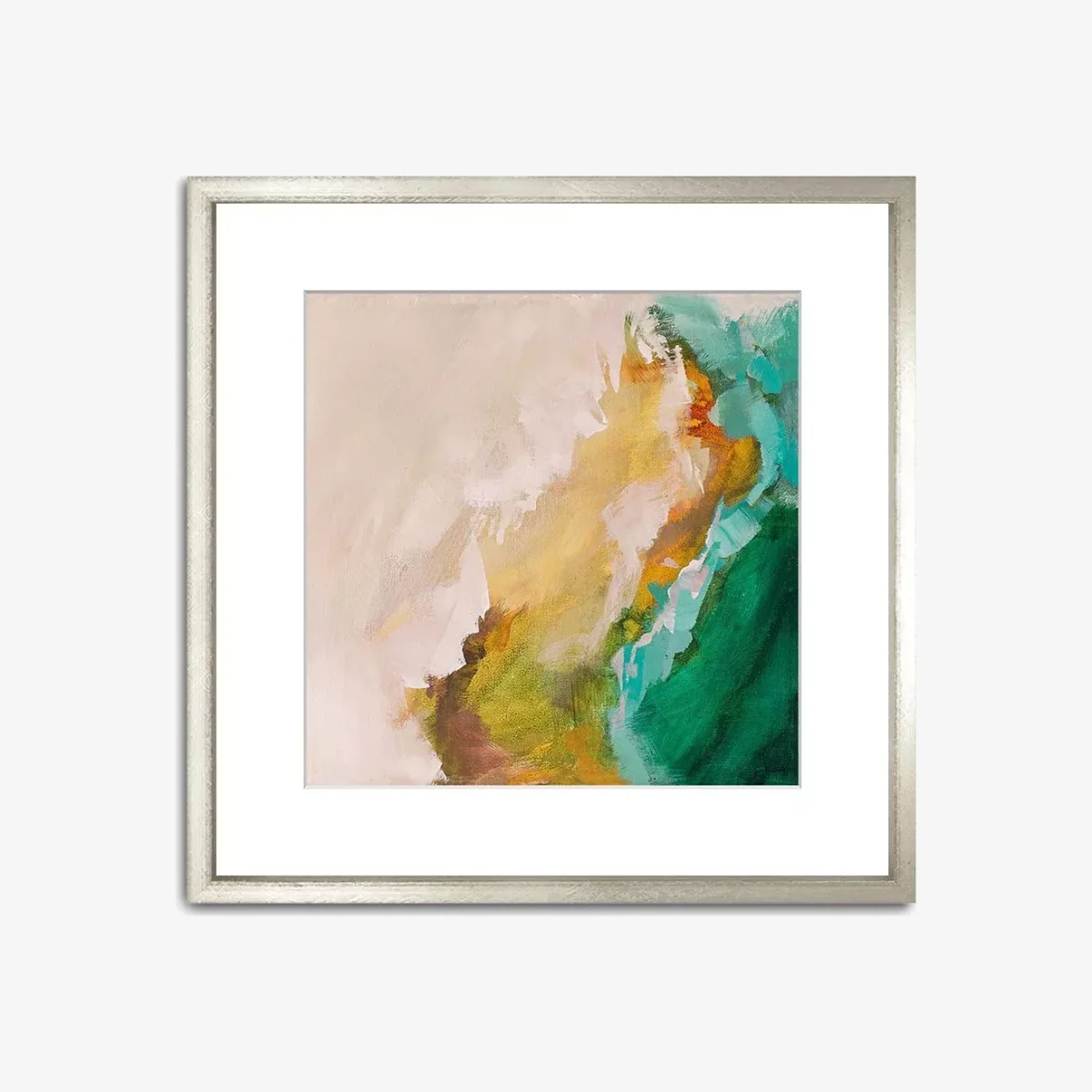 Jenny Westenhofer - 'Abstract II' Wood Framed Print & Mount, 58 x 58cm, Green/Multi