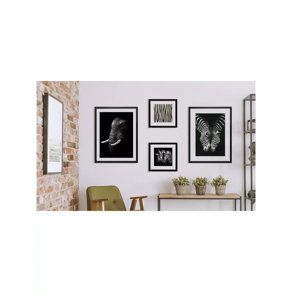 Elephant Framed Print & Mount, 81 x 65.5cm, Black/White – image 2