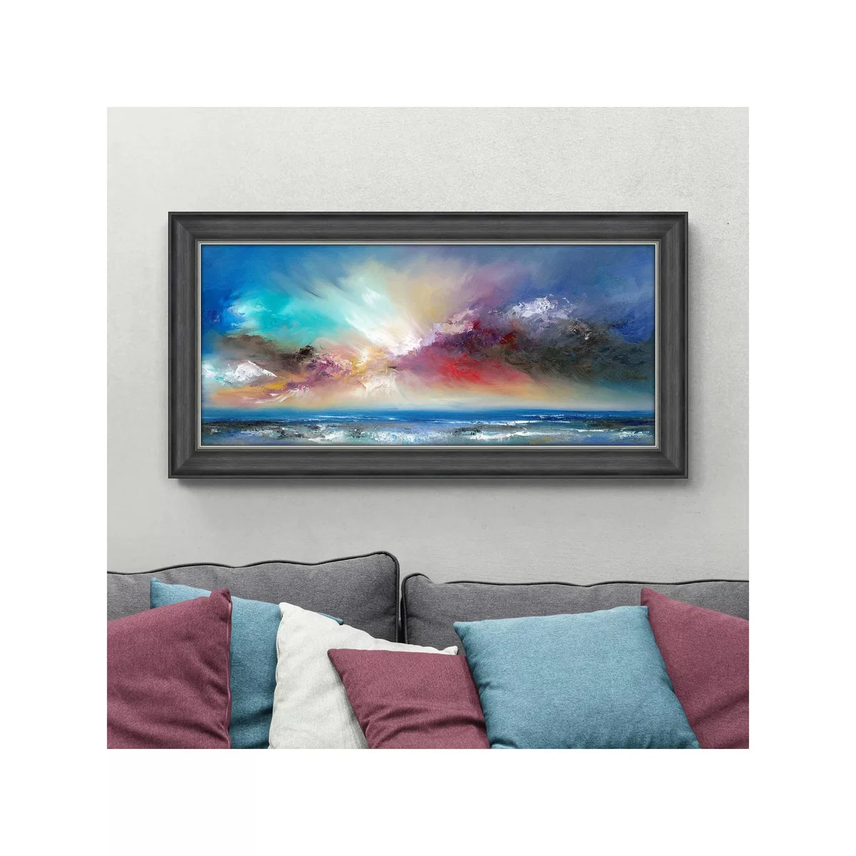 John Lewis Anna Schofield 'Blue Delight' Framed Print, 58 x 113cm, Blue/Multi – image 2
