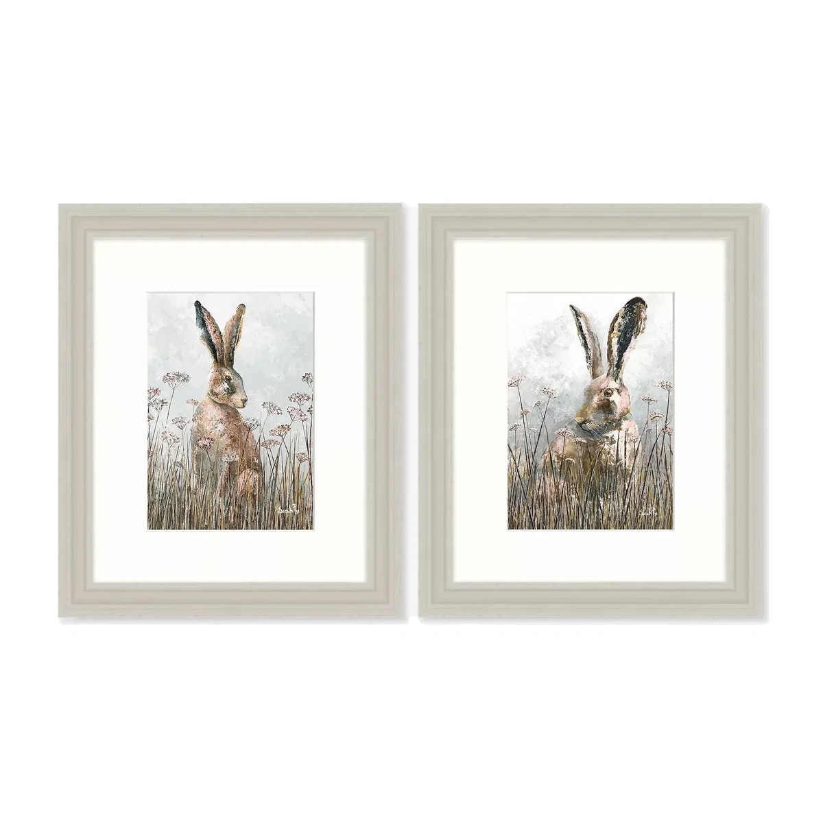 Sarah Pye - Hares Framed Print & Mount, Set of 2, 33.5 x 27.5cm, Brown – image 1