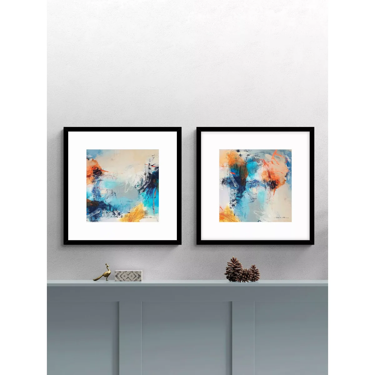 Natasha Barnes - 'Promise' Abstract Framed Print & Mount, Set of 2, 61.5 x 61.5cm, Blue/Multi – image 2