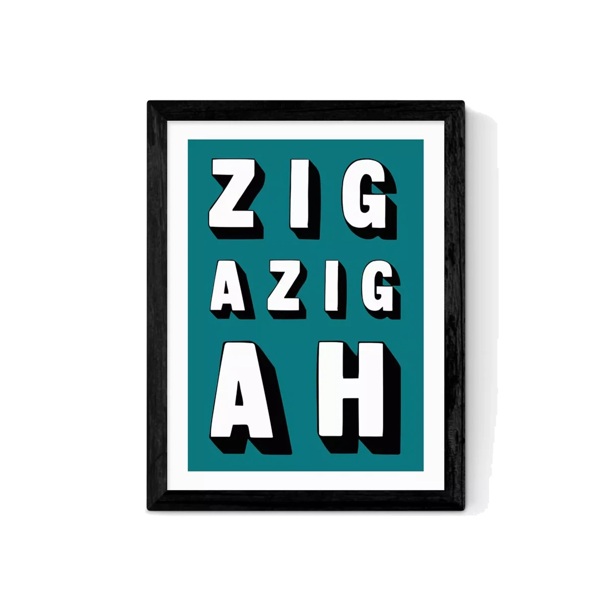 EAST END PRINTS Indieprints 'Zig-Azig-Ah' Framed Print, Teal – image 1