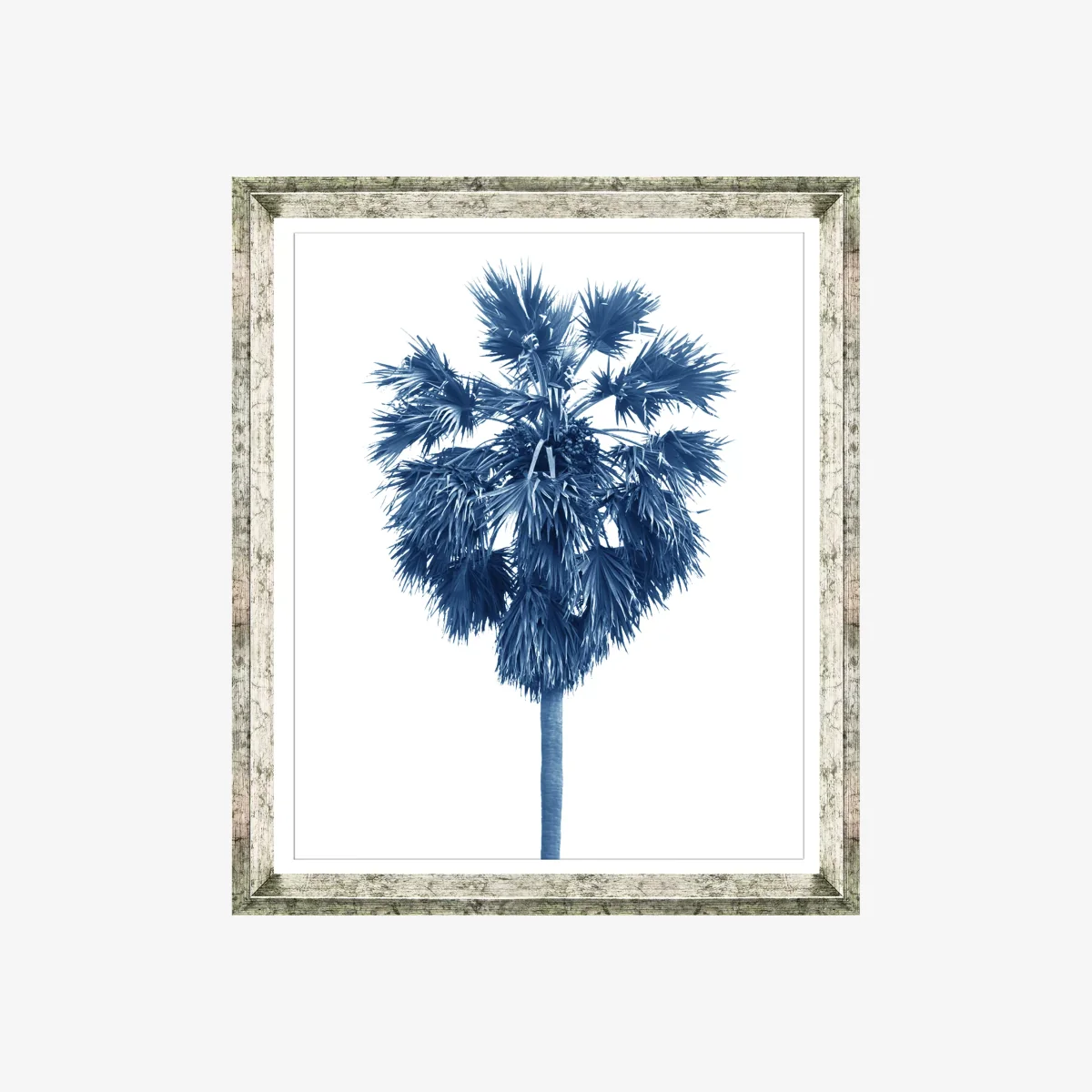 Blue Palm Tree 1 - Framed Print & Mount, 66 x 56cm, Blue – image 1