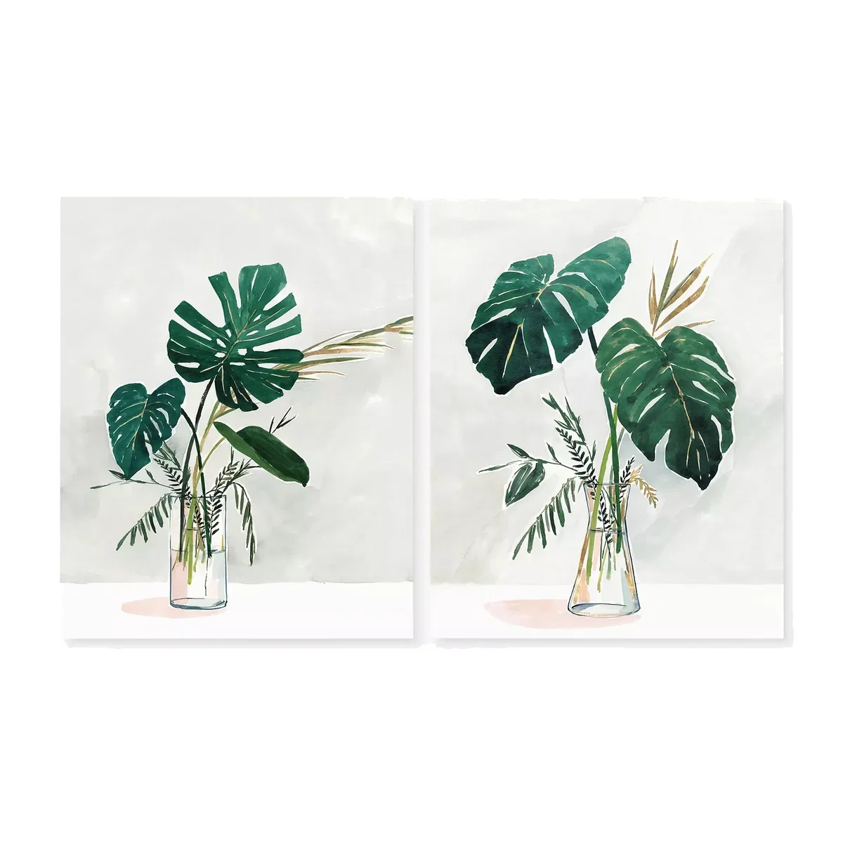Cheese Plant & Jar - Unframed Prints, Set of 2, 50 x 40cm, Green – image 1