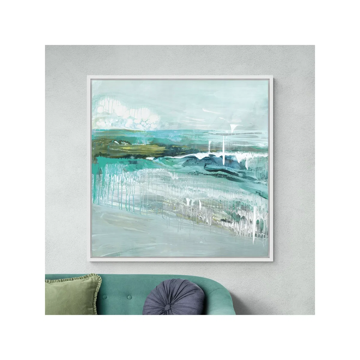 Grace Rowan - 'Beneath the Surface' Framed Canvas Print, 104 x 104cm, Teal – image 2