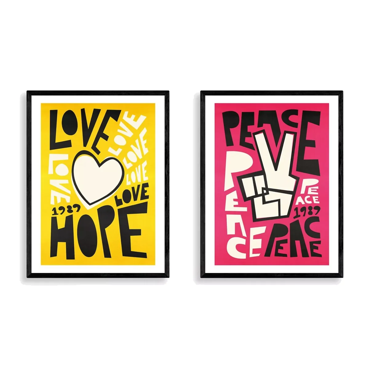 EAST END PRINTS Fox & Velvet 'Love' & 'Peace' Wood Framed Print, Set of 2 – image 1
