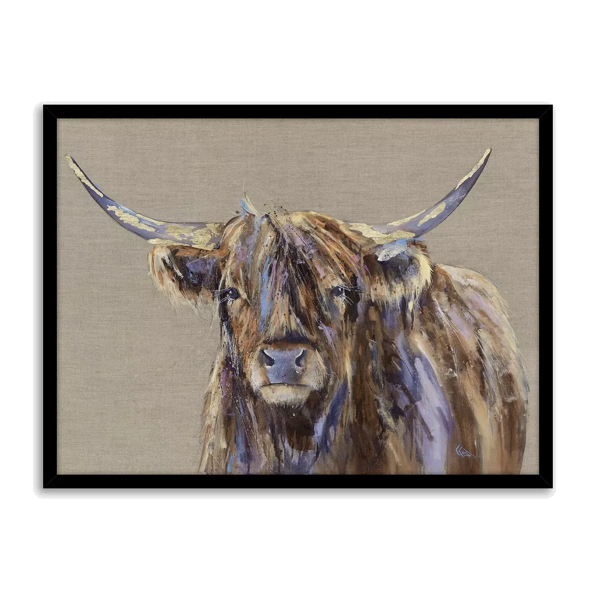 Louise Luton - 'Archie' Highland Cow Framed Print, 84.5 x 104.5cm, Brown – image 1